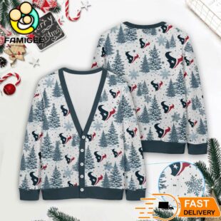 Houston Texans NFL Christmas Tree Pattern Cardigan Sweater