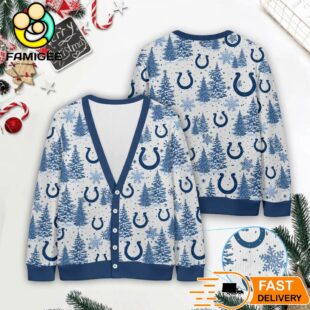 Indianapolis Colts NFL Christmas Tree Pattern Cardigan Sweater