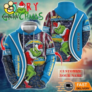 Los Angeles Chargers NFL Merry Grinchmas 2025 All Over Print Hoodie
