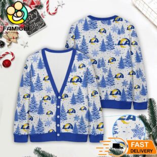 Los Angeles Rams NFL Christmas Tree Pattern Cardigan Sweater