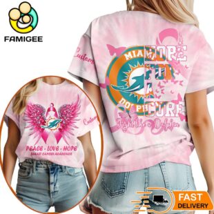 Miami Dolphins NFL Peace Love Hope Pink 3D Shirt