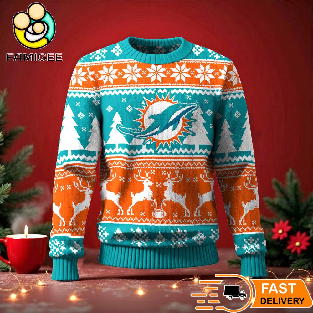 Miami Dolphins Ugly Christmas Sweater For NFL Holiday Parties Miami Dolphins Ugly Christmas Sweater For NFL Holiday Parties