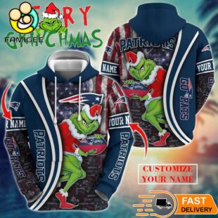 New England Patriots NFL Merry Grinchmas 2025 All Over Print Hoodie