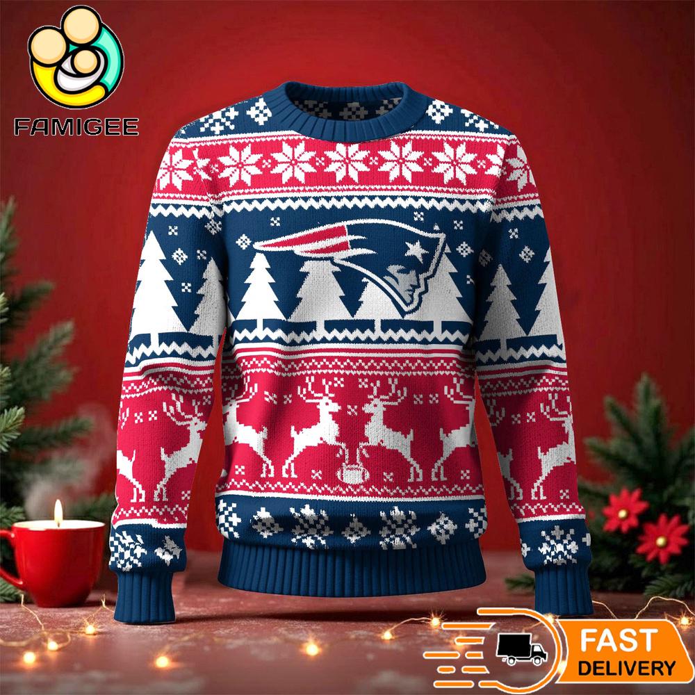 New England Patriots Ugly Christmas Sweater For NFL Holiday Parties New England Patriots Ugly Christmas Sweater For NFL Holiday Parties