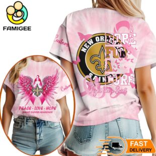 New Orleans Saints NFL Peace Love Hope Pink 3D Shirt