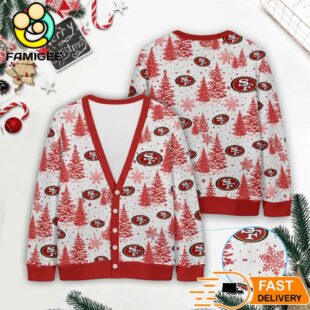 San Francisco 49ers NFL Christmas Tree Pattern Cardigan Sweater