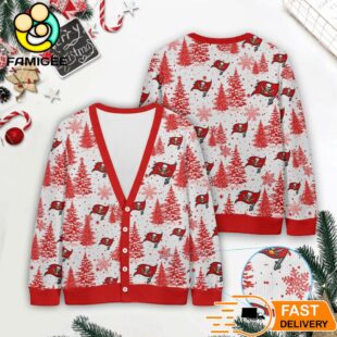 Tampa Bay Buccaneers NFL Christmas Tree Pattern Cardigan Sweater
