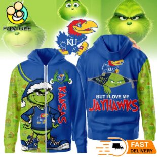 The Grinch Loves The Kansas Jayhawks Hoodie, Funny Christmas Football Gift