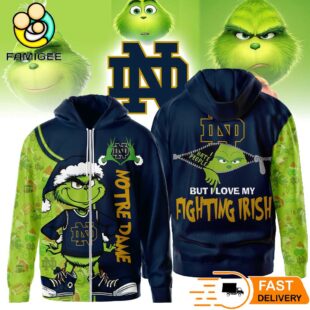 The Grinch Loves The Notre Dame Fighting Irish Hoodie, Funny Christmas Football Gift
