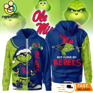 The Grinch Loves The Ole Miss Rebels Hoodie, Funny Christmas Football Gift