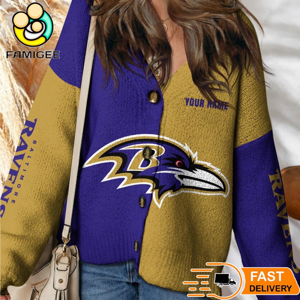 Baltimore Ravens NFL Womens Logo Cardigan Sweater Baltimore Ravens NFL Womens Logo Cardigan Sweater