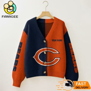 Chicago Bears NFL Womens Logo Cardigan Sweater