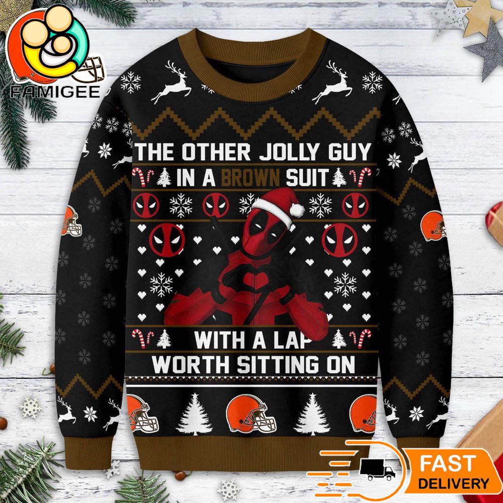 Cleveland Browns NFL Deadpool Ugly Christmas Sweater Cleveland Browns NFL Deadpool Ugly Christmas Sweater