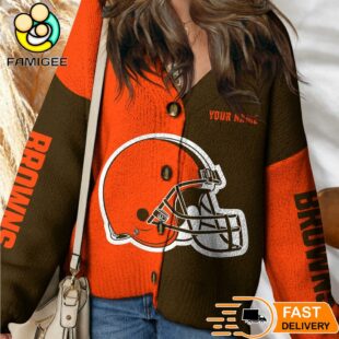 Cleveland Browns NFL Womens Logo Cardigan Sweater 1 Cleveland Browns NFL Womens Logo Cardigan Sweater