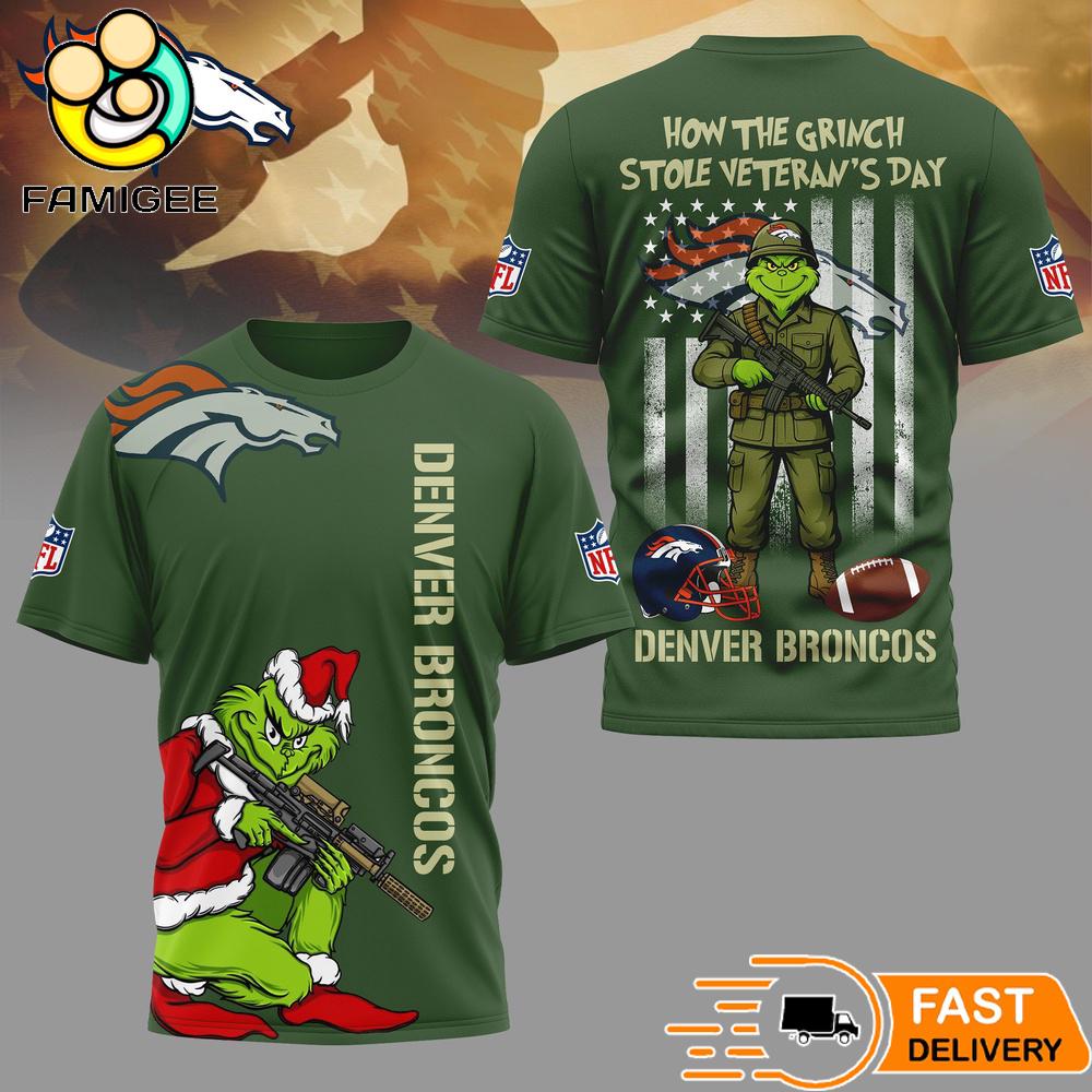 Denver Broncos Grinch On Veterans Day 3D Shirt Denver Broncos Grinch On Veterans Day 3D Shirt