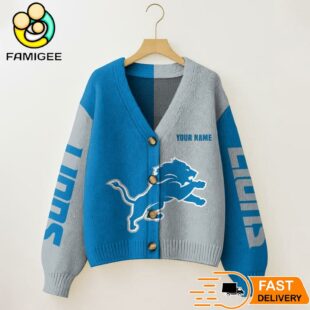 Detroit Lions NFL Womens Logo Cardigan Sweater