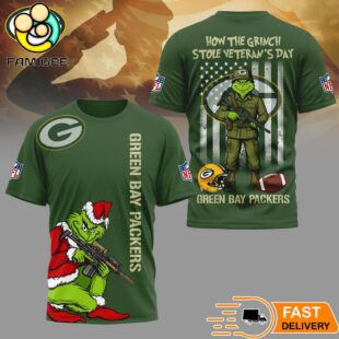 Green Bay Packers Grinch On Veterans Day 3D Shirt