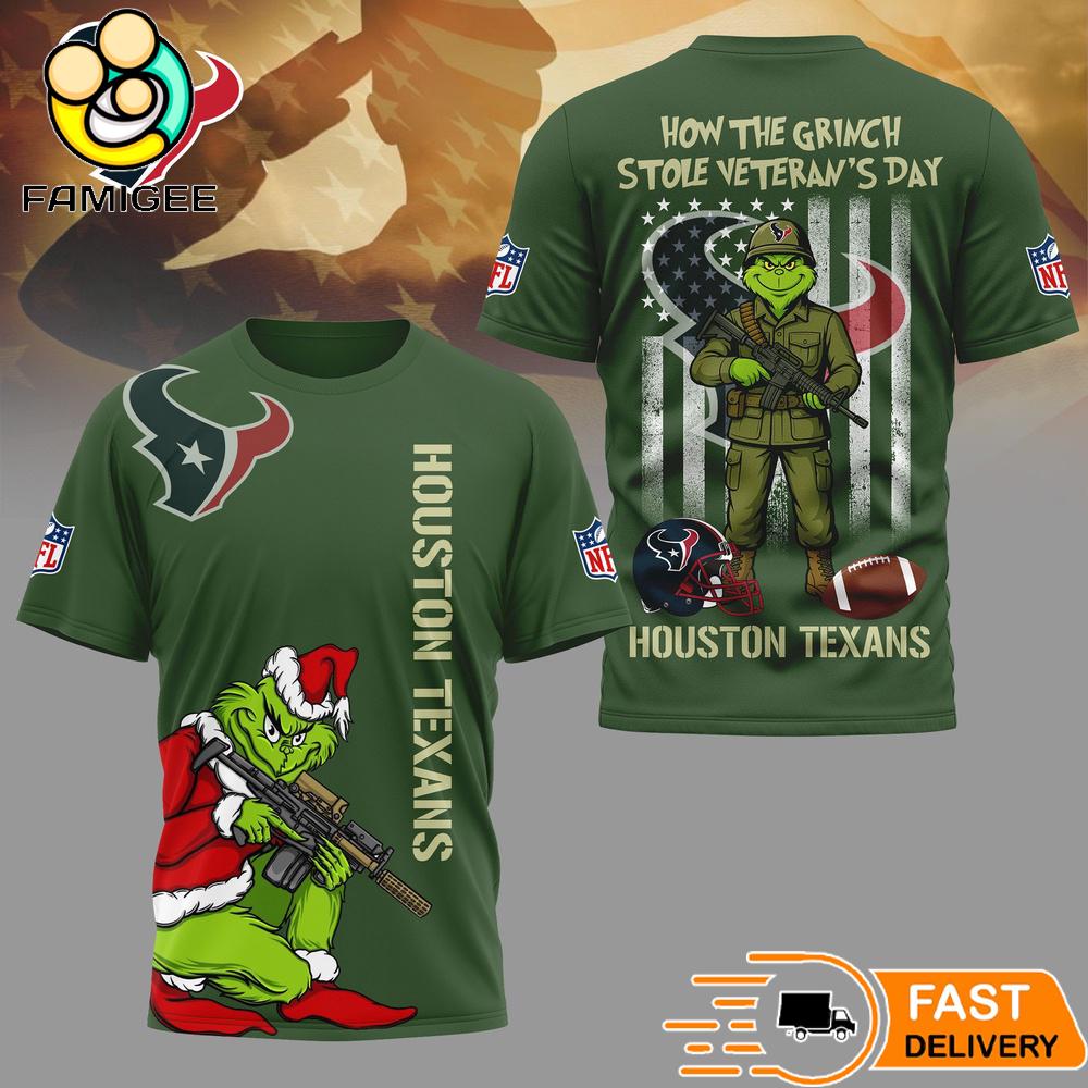 Houston Texans Grinch On Veterans Day 3D Shirt Houston Texans Grinch On Veterans Day 3D Shirt