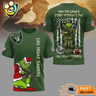 Las Vegas Raiders Grinch On Veterans Day 3D Shirt
