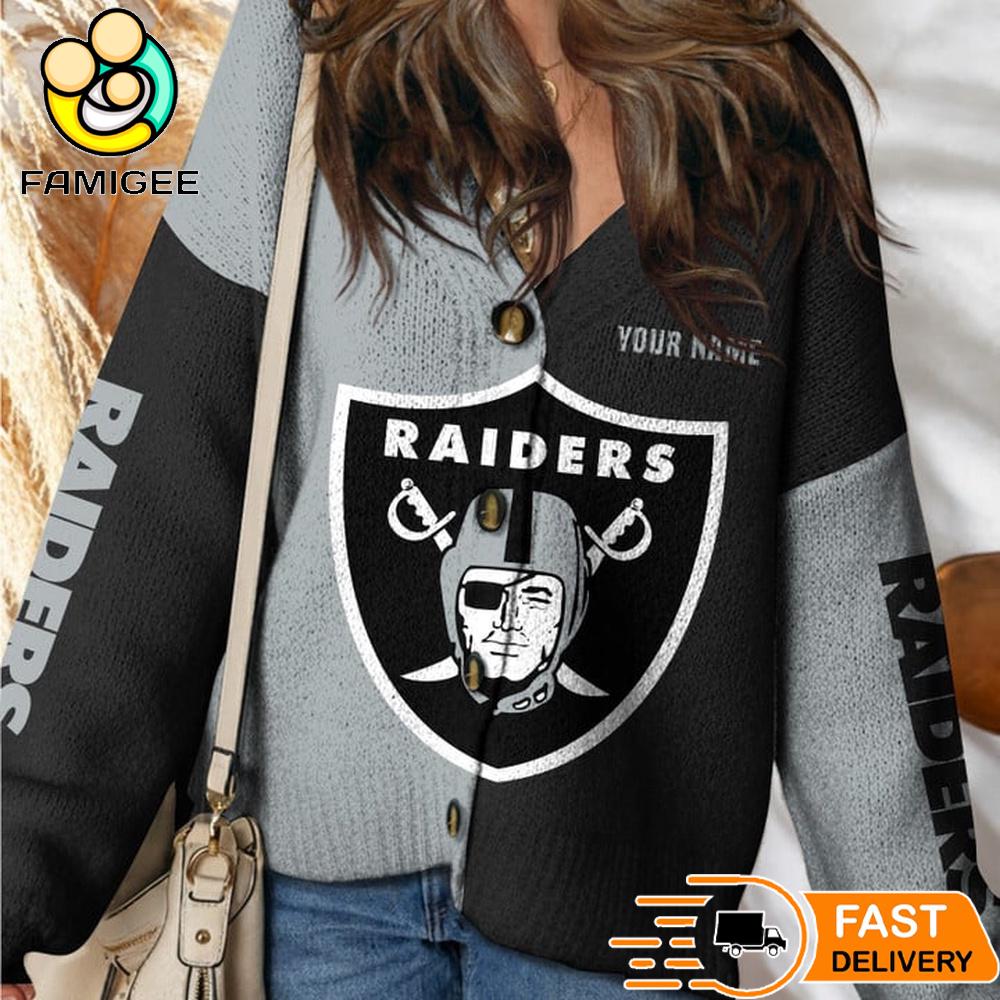 Las Vegas Raiders NFL Womens Logo Cardigan Sweater Las Vegas Raiders NFL Womens Logo Cardigan Sweater