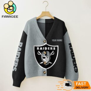 Las Vegas Raiders NFL Womens Logo Cardigan Sweater
