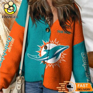 Miami Dolphins NFL Womens Logo Cardigan Sweater 1 Miami Dolphins NFL Womens Logo Cardigan Sweater