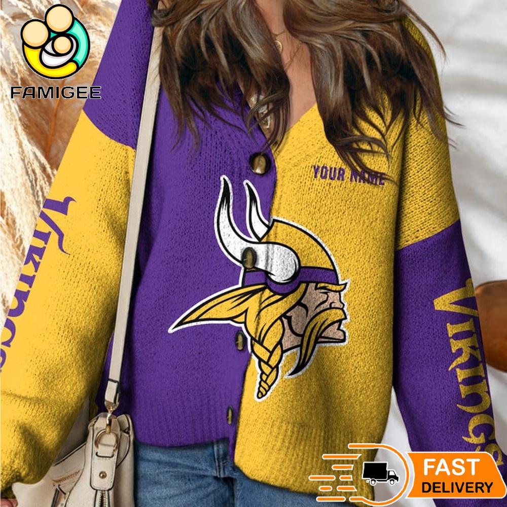 Minnesota Vikings NFL Womens Logo Cardigan Sweater Minnesota Vikings NFL Womens Logo Cardigan Sweater