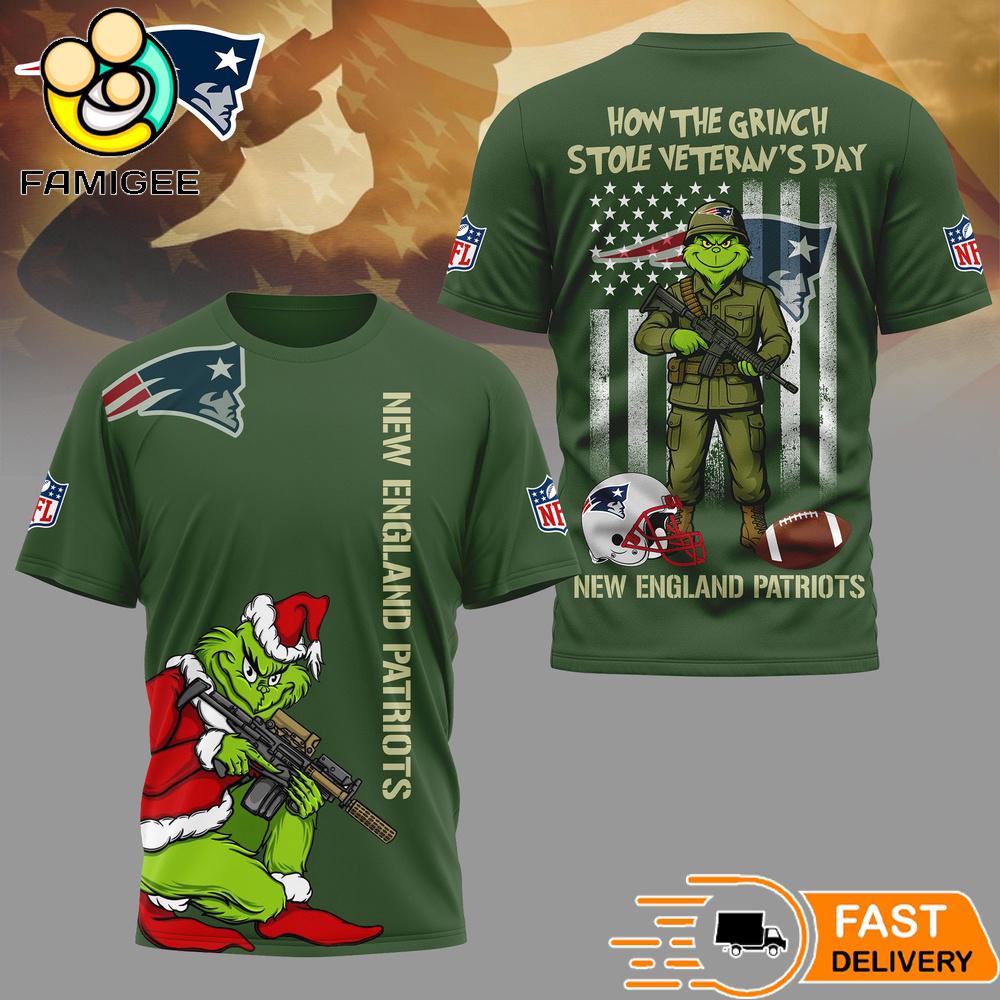 New England Patriots Grinch On Veterans Day 3D Shirt New England Patriots Grinch On Veterans Day 3D Shirt