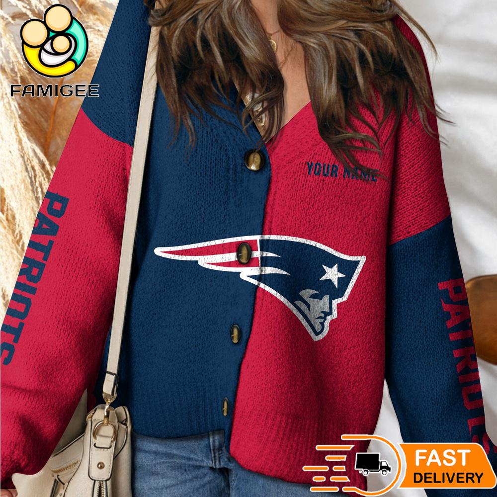 New England Patriots NFL Womens Logo Cardigan Sweater New England Patriots NFL Womens Logo Cardigan Sweater