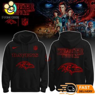 Stranger Things S5 Baltimore Ravens NFL Hoodie Demogorgon Fan Gift Football Merch