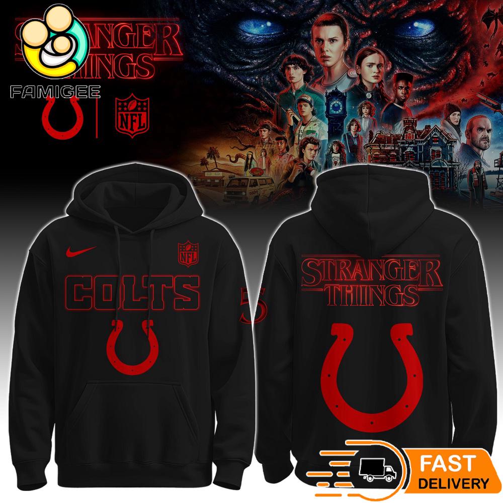 Stranger Things S5 Indianapolis Colts NFL Hoodie Demogorgon Fan Gift Football Merch Stranger Things S5 Indianapolis Colts NFL Hoodie Demogorgon Fan Gift Football Merch