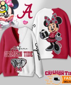 Alabama Crimson Tide Minnie Inspired Bow Cartoon Custom Name Cardigan Sweater