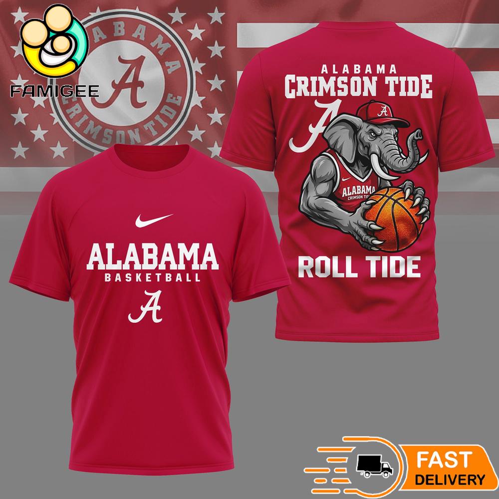 Alabama Crimson Tide NCAA Mascot Slam Shot 3D Basketball Shirt 1 Alabama Crimson Tide NCAA Mascot Slam Shot 3D Basketball Shirt