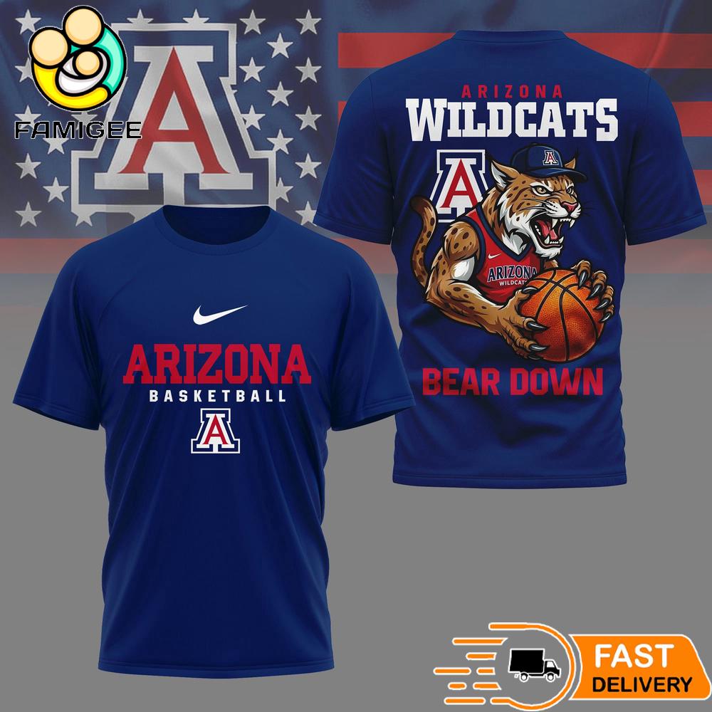 Arizona Wildcats NCAA Mascot Slam Shot 3D Basketball Shirt 1 Arizona Wildcats NCAA Mascot Slam Shot 3D Basketball Shirt