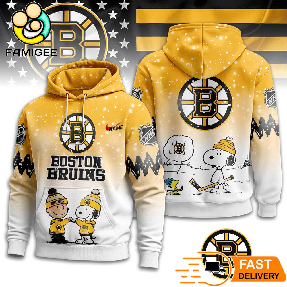 Boston Bruins NHL Snoopy Peanuts Christmas 3D Hoodie 1 Boston Bruins NHL Snoopy Peanuts Christmas 3D Hoodie
