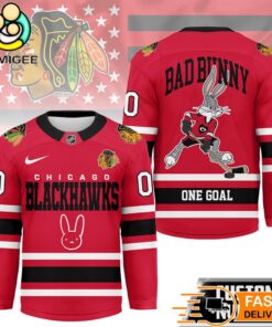Chicago Blackhawks NHL Bad Bunny Hockey Jersey