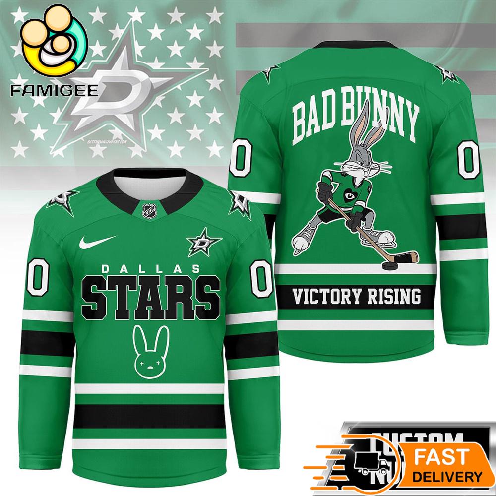 Dallas Stars NHL Bad Bunny Hockey Jersey 1 Dallas Stars NHL Bad Bunny Hockey Jersey