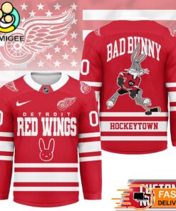 Detroit Red Wings NHL Bad Bunny Hockey Jersey