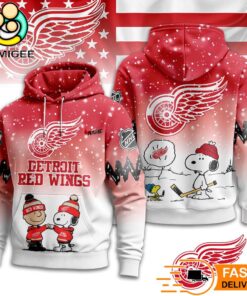 Detroit Red Wings NHL Snoopy Peanuts Christmas 3D Hoodie
