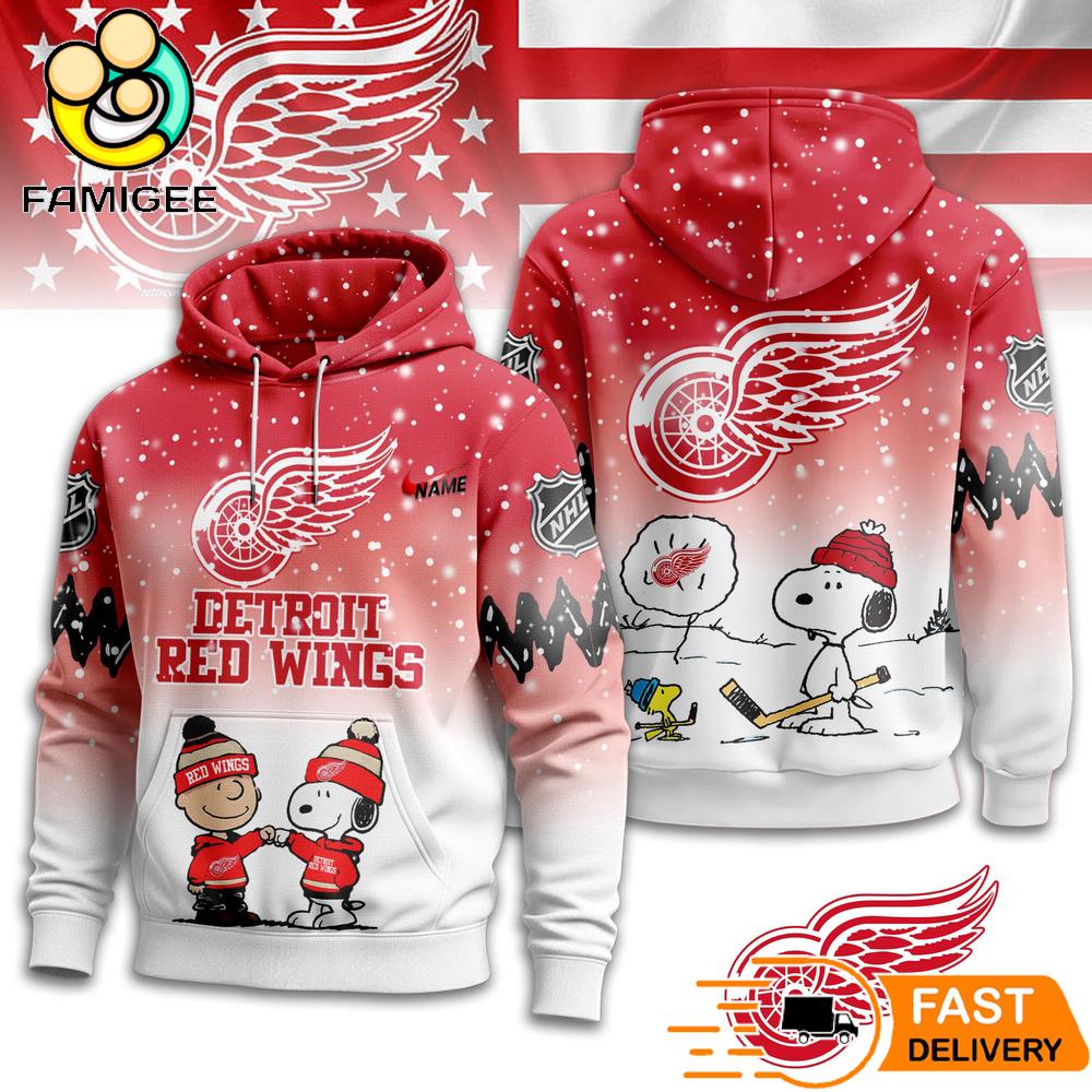 Detroit Red Wings NHL Snoopy Peanuts Christmas 3D Hoodie 1 Detroit Red Wings NHL Snoopy Peanuts Christmas 3D Hoodie