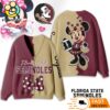 Florida State Seminoles Minnie Inspired Bow Cartoon Custom Name Cardigan Sweater