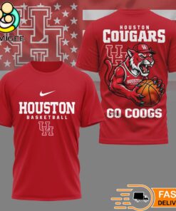 Houston Cougars NCAA Mascot Slam Shot 3D Basketball Shirt