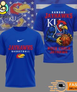 Kansas Jayhawks NCAA Mascot Slam Shot 3D Basketball Shirt