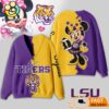 LSU Tigers Minnie Inspired Bow Cartoon Custom Name Cardigan Sweater