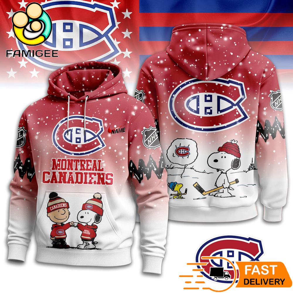 Montreal Canadiens NHL Snoopy Peanuts Christmas 3D Hoodie 1 Montreal Canadiens NHL Snoopy Peanuts Christmas 3D Hoodie
