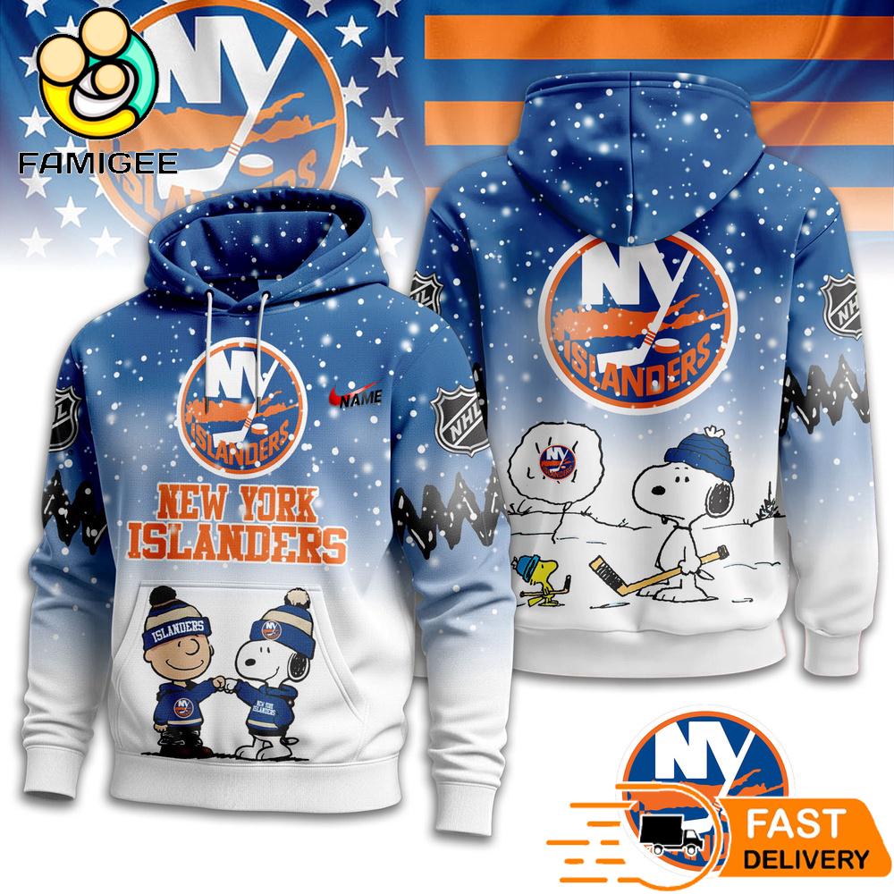 New York Islanders NHL Snoopy Peanuts Christmas 3D Hoodie 1 New York Islanders NHL Snoopy Peanuts Christmas 3D Hoodie