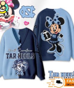 North Carolina Tar Heels Minnie Inspired Bow Cartoon Custom Name Cardigan Sweater
