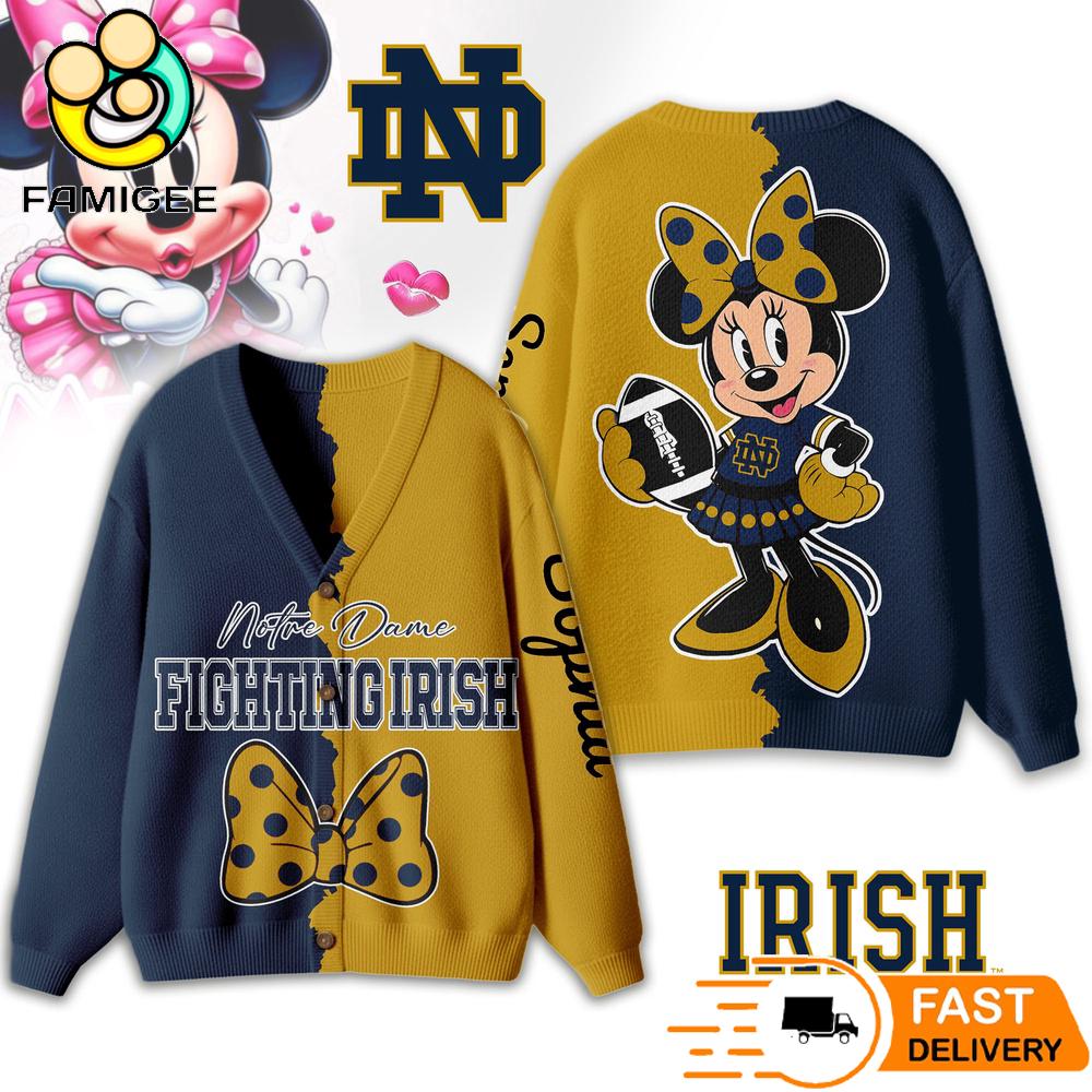 Notre Dame Fighting Irish Minnie Inspired Bow Cartoon Custom Name Cardigan Sweater 1 Notre Dame Fighting Irish Minnie Inspired Bow Cartoon Custom Name Cardigan Sweater