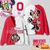 Ohio State Buckeyes Minnie Inspired Bow Cartoon Custom Name Cardigan Sweater