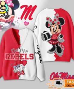 Ole Miss Rebels Minnie Inspired Bow Cartoon Custom Name Cardigan Sweater
